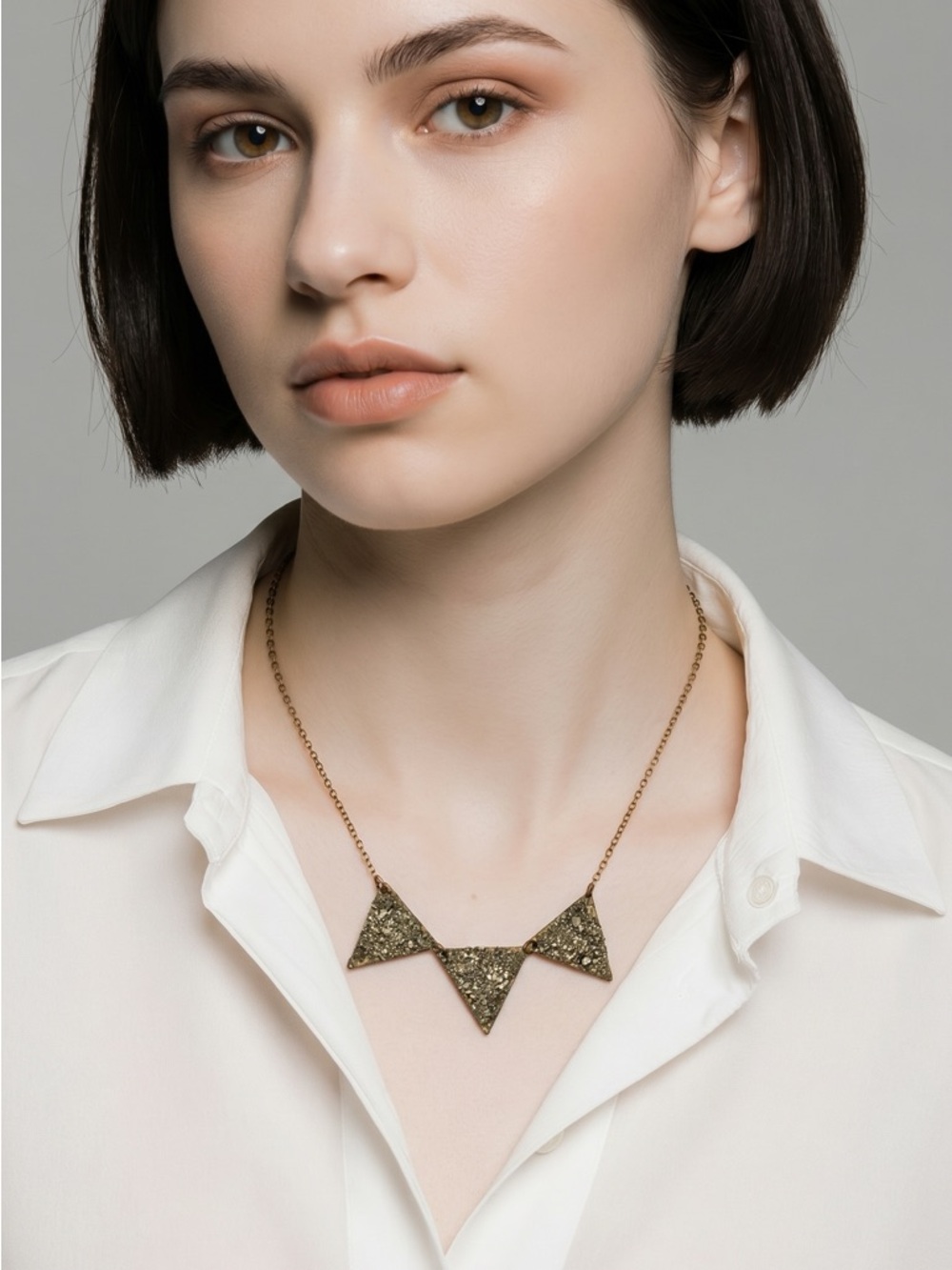 Pyrite 14k gold chain necklace